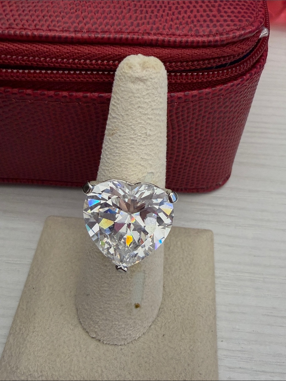 Heart-Cut Clear Stone Ring in Silver